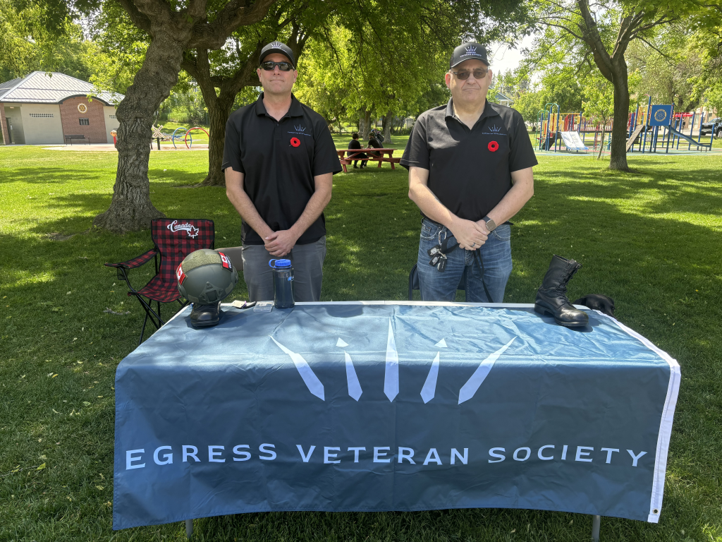 The Veteran Egress society Vender table recruiting new members.